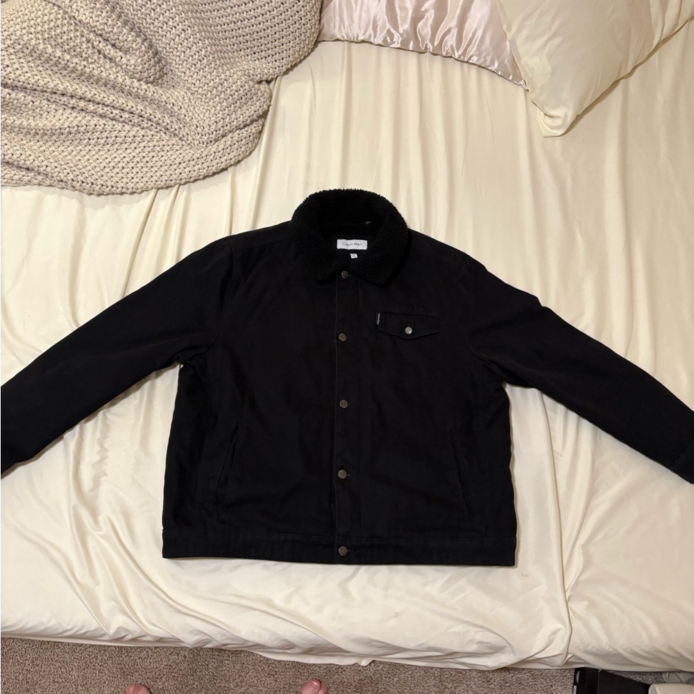 Calvin Klein Black Jacket with Faux Fur Collar